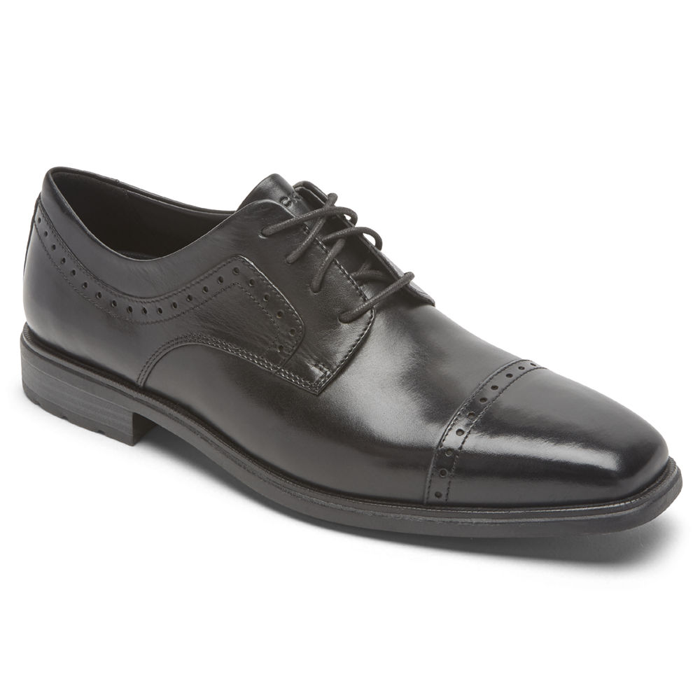 Zapatos De Vestir Rockport Hombre Mexico - Dres Sports Business 2 Cap Toe Negros - FHEDA7286